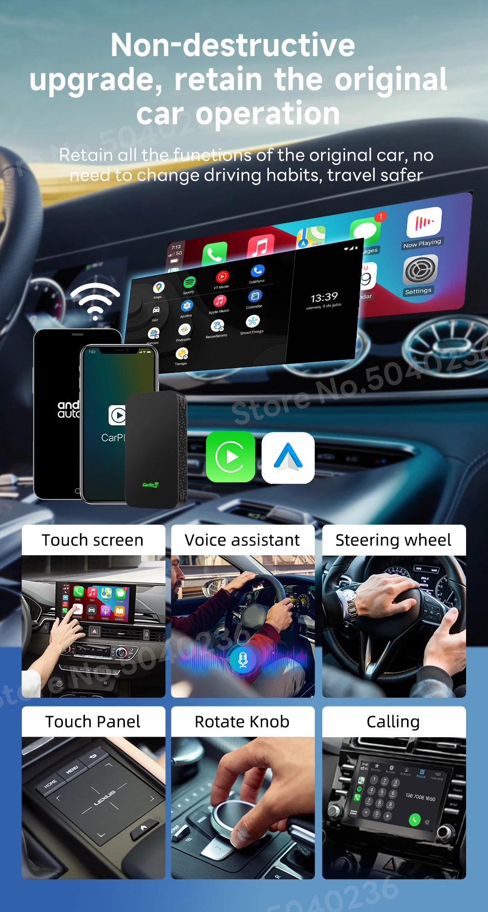 2026 CarlinKit 5.0 2Air Wireless Android Auto Box Portable CarPlay Wireless Dongle For Car Radio with Wired CarPlay/Android Auto