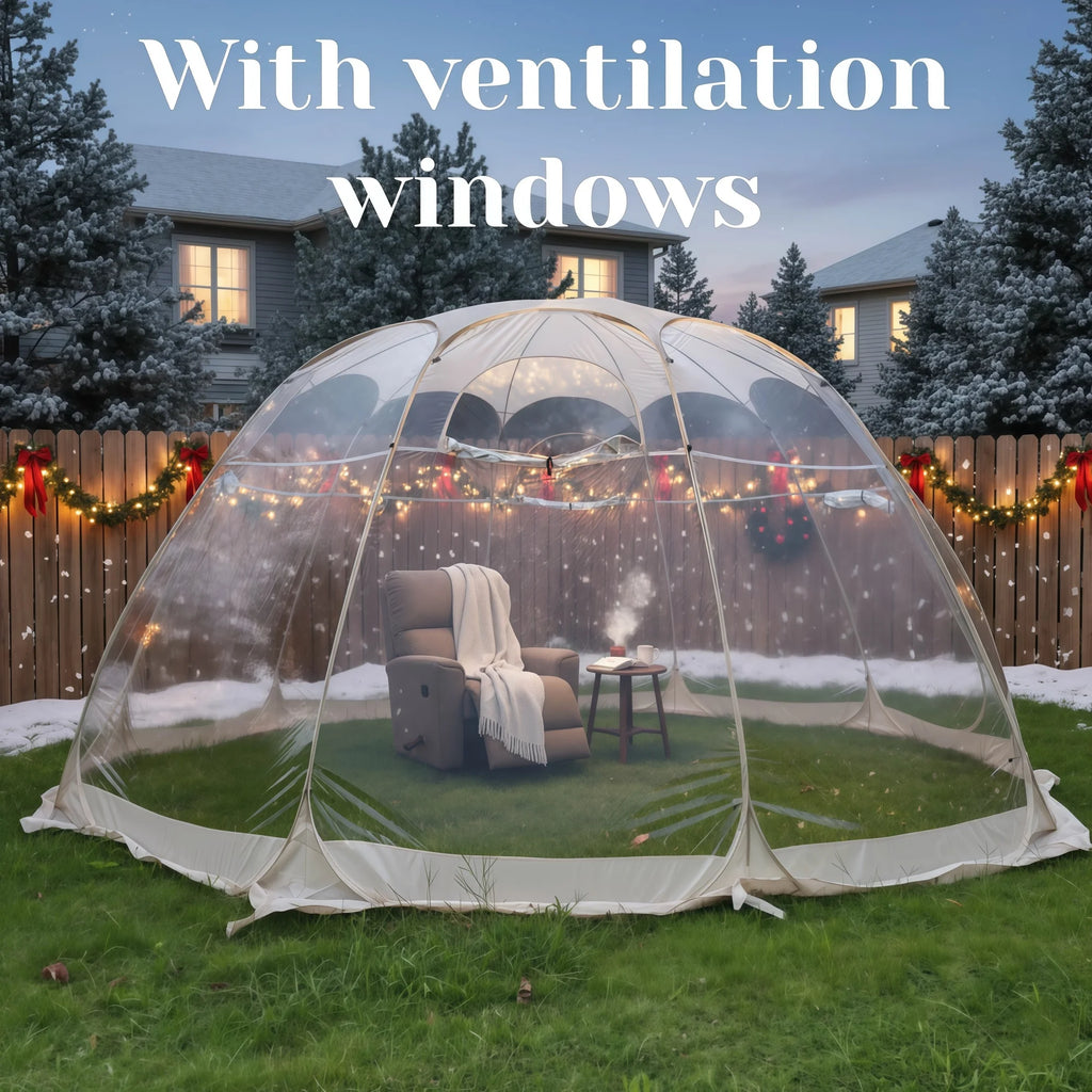 Large Instant Pop-Up Bubble Tent, Weatherproof Outdoor Igloo Screen House, Oversize Camping Pod, Patio Cold Protection