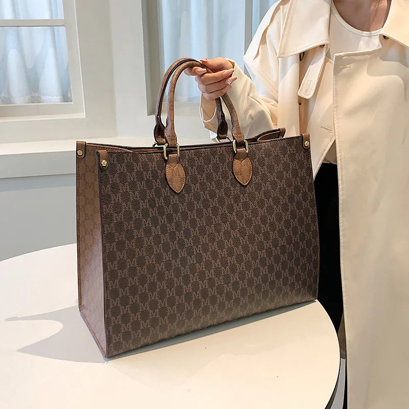 Sacs femme grande capacité en Europe et aux États-Unis, sac à bandoulière rétro, lettres classiques, sacs à main de banlieue en PU pour femmes