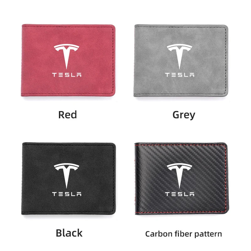 Driver License Holder Pu Leather on Cover Car Driving Documents Business Id Pass Certificate Folder Wallet for Tesla sticker