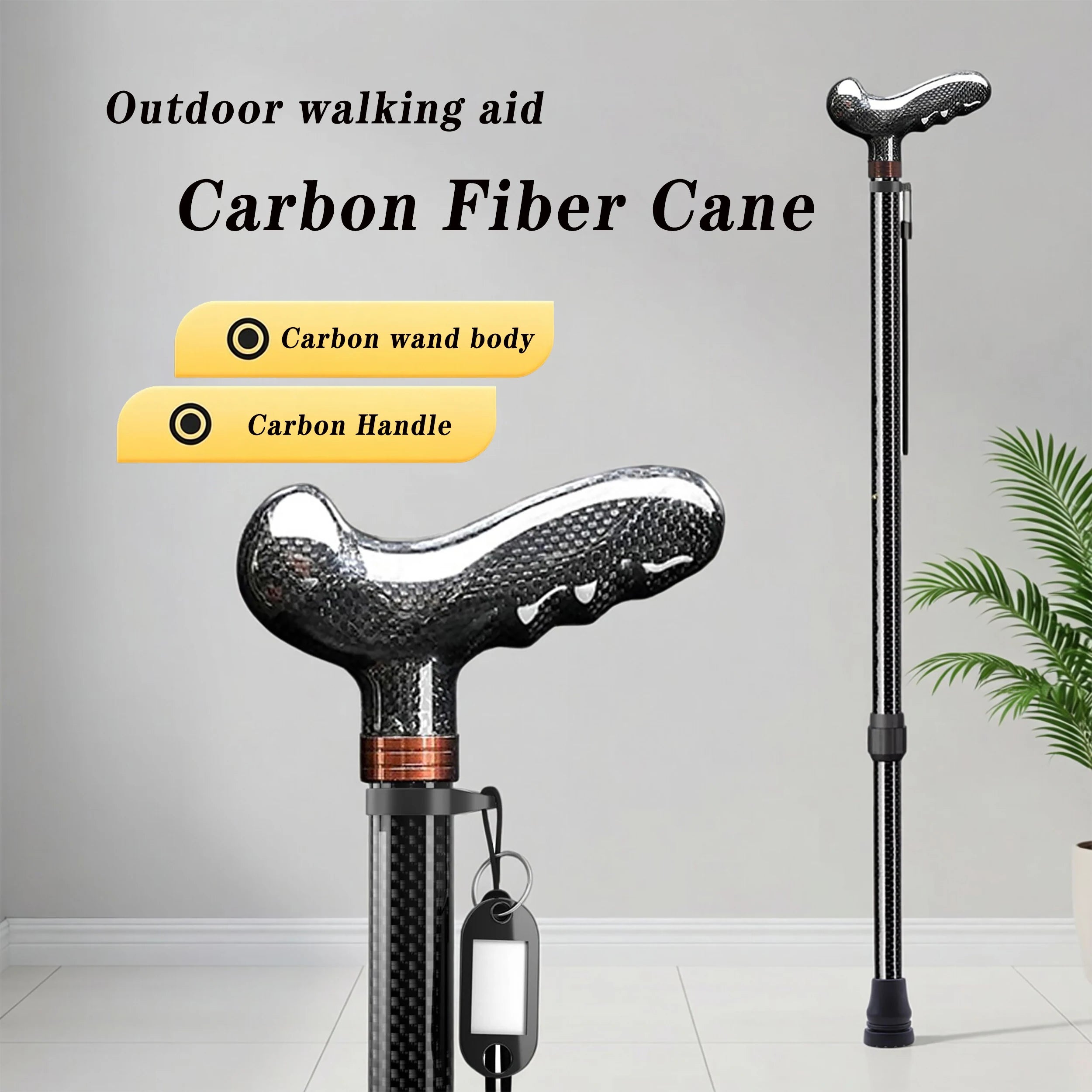 Ultra-light Retractable Carbon Hiking Booster Walking Anti-Slip Breaking Four-Legged Stable Armrest Stick Column Stick Device