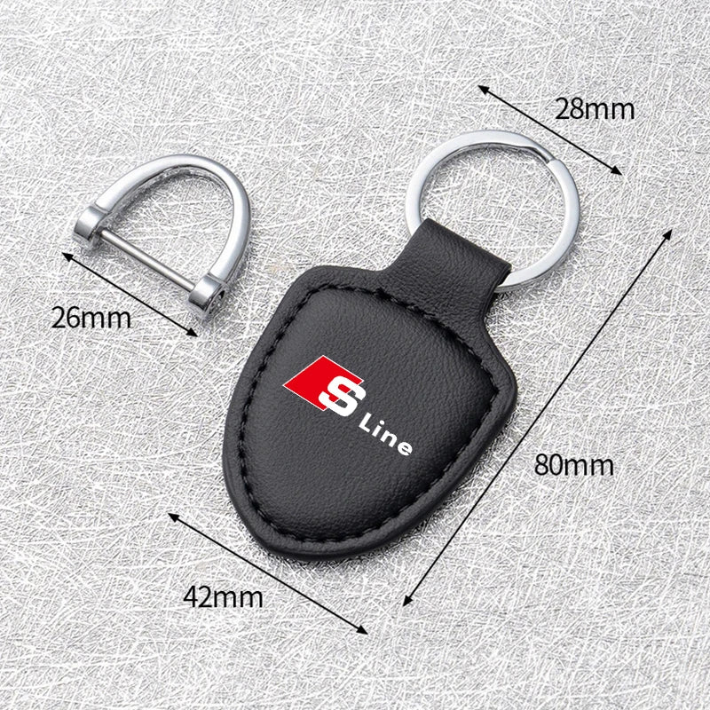 Car Leather Keychain Shield Styling Emblem Key Ring For Audi Sline A3 A4 A5 A6 A7 A1 A2 A8 Q1 Q2 Q3 Q4 Q5 Q6 Q7 Q8 TT RS3 S5 B8
