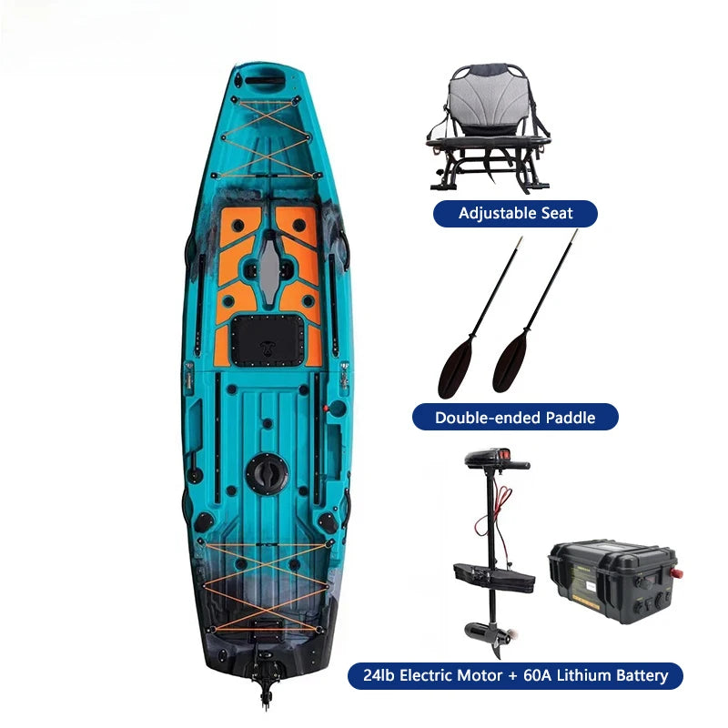 Modular Kayak LLDPE Fishing Boat Motorized Canoe Seat Paddle Rotomolded Portable Take Apart Raft Angling Drift Engine Water Gear