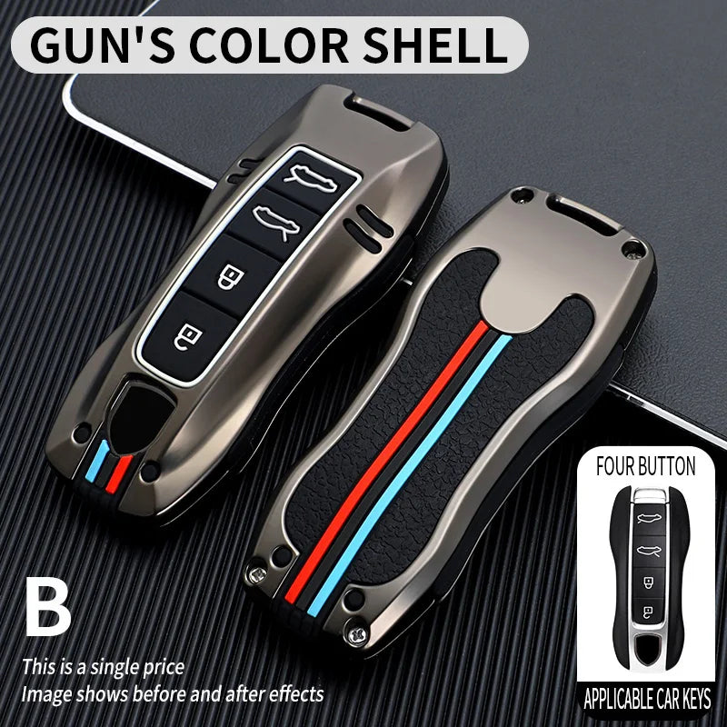 Zinc Alloy Car Smart Key Case Cover Shell Fob for Porsche New Cayenne Panamera 911 992 Taycan Car Protect Interior Accessories