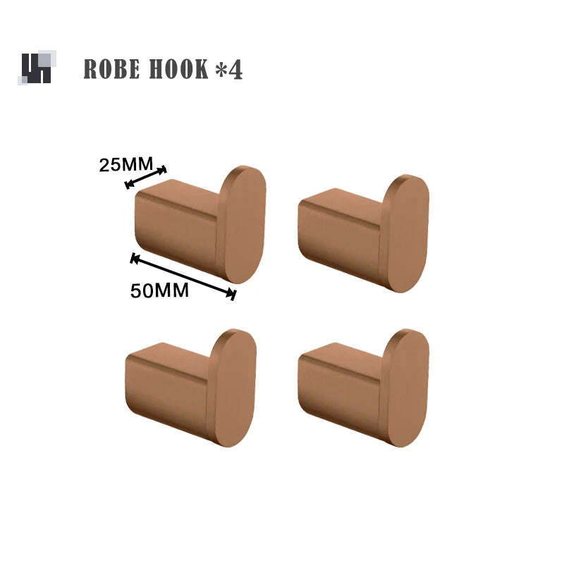 Brushed Rose Gold Storage Rack Towel Bar Tissue Holder Bathrobe Hook Cup Holder Toilet Brush Soap Dish Bathroom Accessories