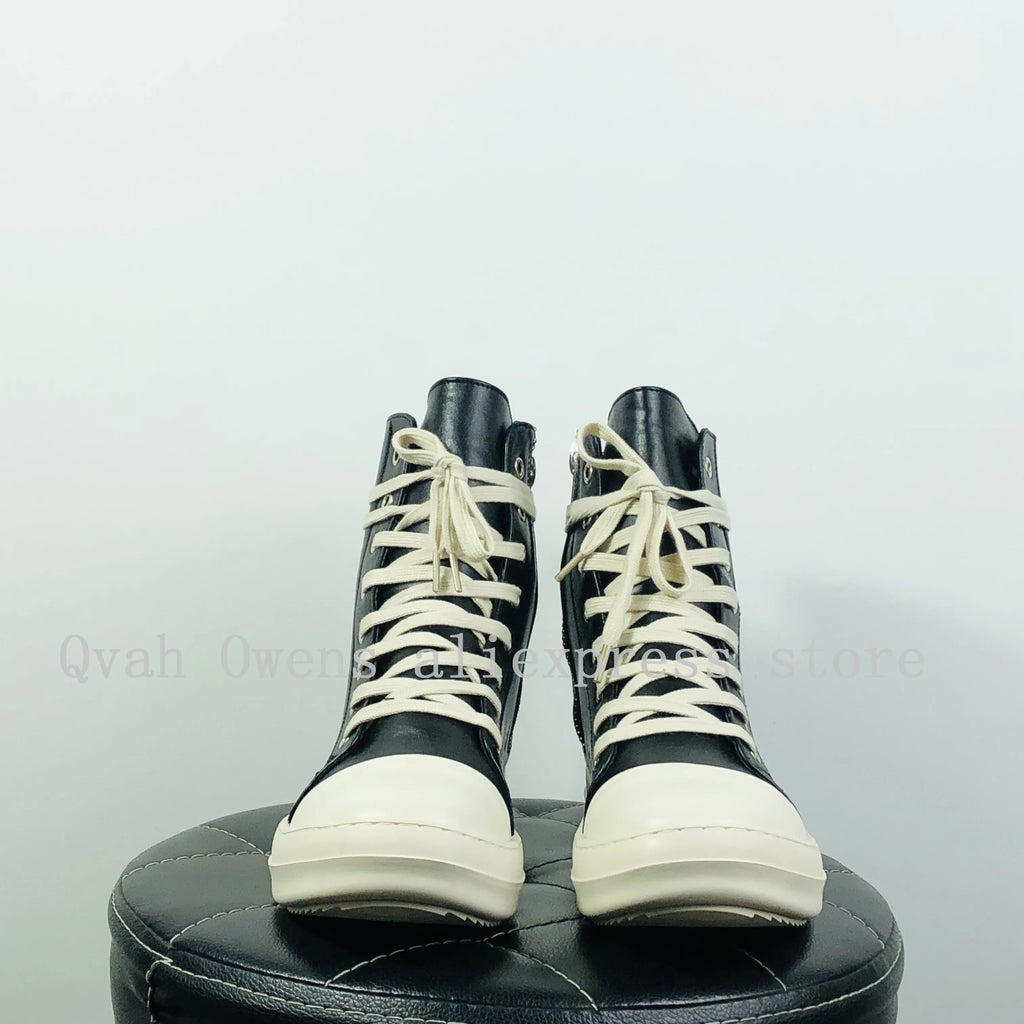 Women Casual Canvas Pu Shoes Luxury Trainers Lace Up Men Sneakers Zip High-TOP Hip Hop Autumn Flats Black Boots