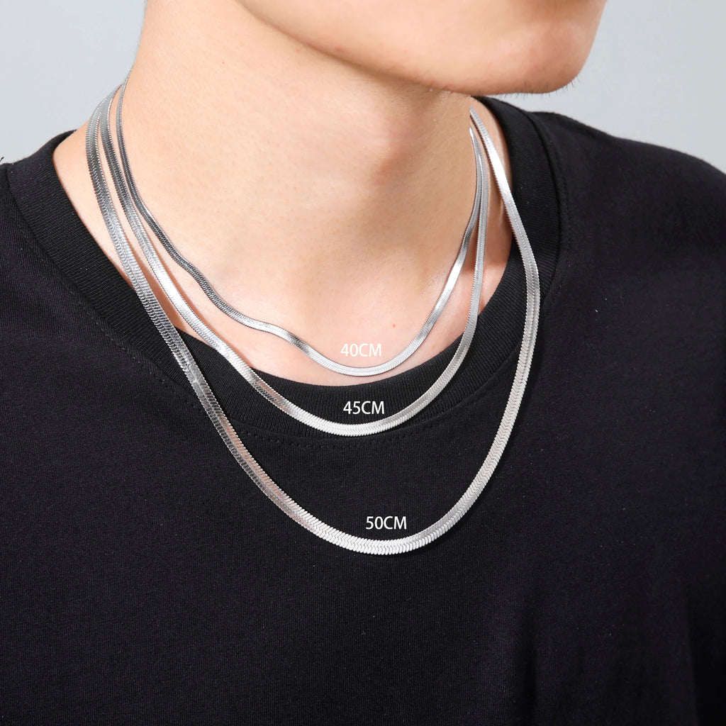 Skyrim Stainless Steel Snake Chain Necklace for Women Men Gold Color Herringbone Choker Neck Chains 2026 Trend Jewelry Gift Hot