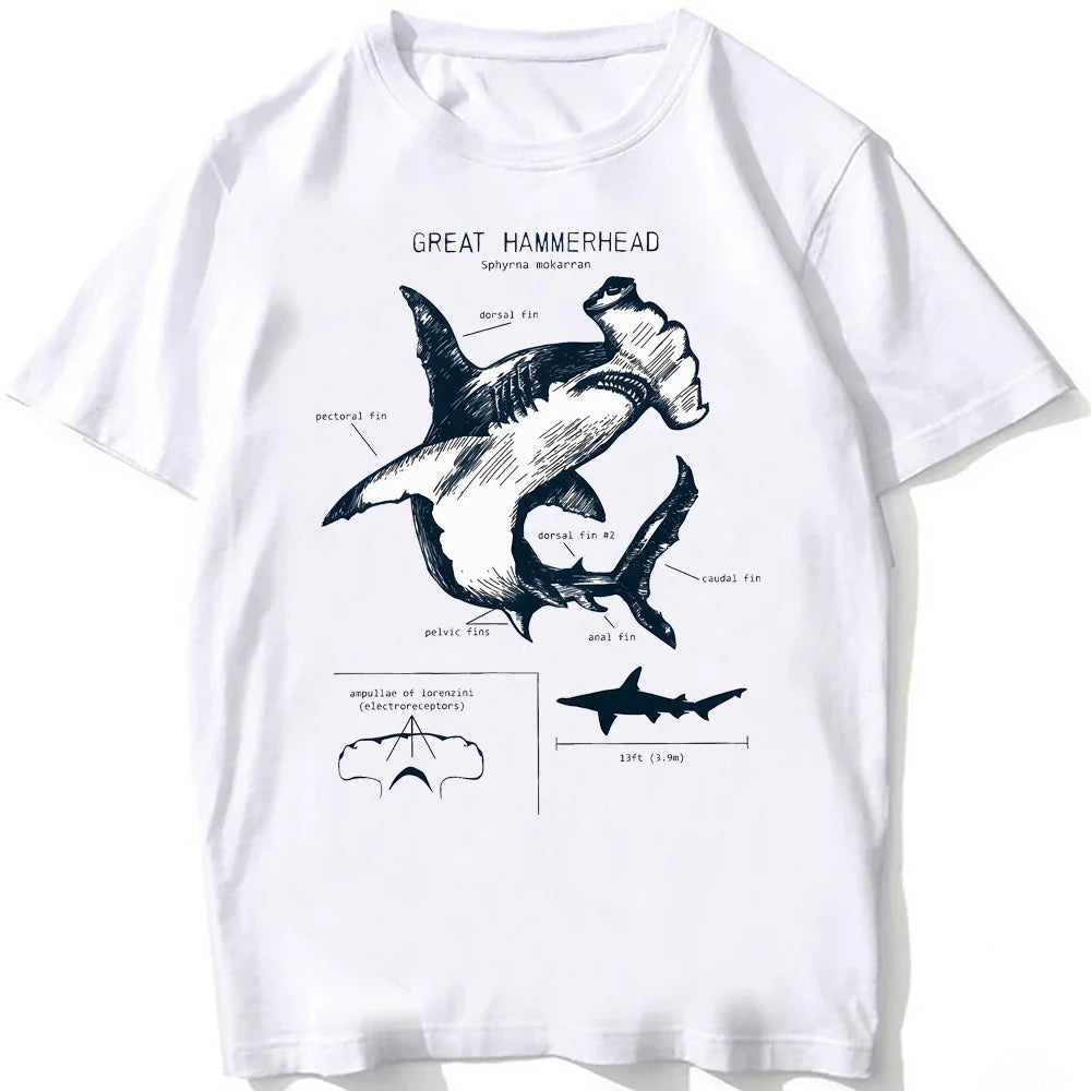Whale Shark Anatomy Biology T-shirt Unisex Women Hip Hop Casual T Shirts Women Beach Diving White Tshirt Vintage women Tees