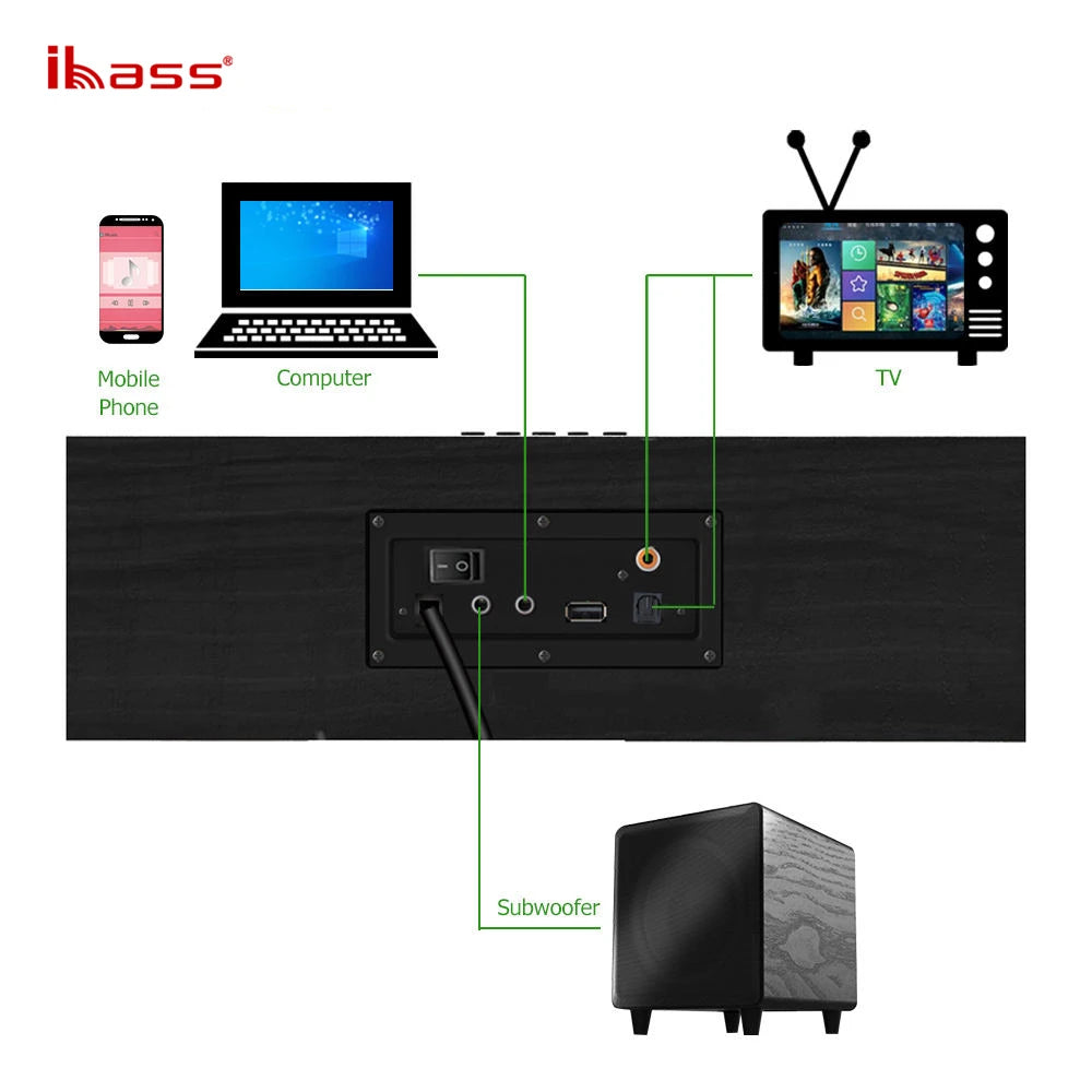 Lossless Decoding Of Ibass Wooden Active Home Theater Sound 110W Ultra Power Hi-Fi Stereo Subwoofer Desktop Bluetooth Speakers