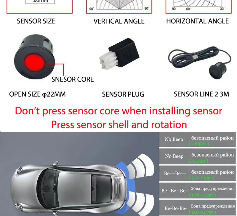 FirstSafe Factory CVBS AHD Video Parking 4 Sensors Car Reverse Backup Rear Buzzer Radar Monitor System Support Android System