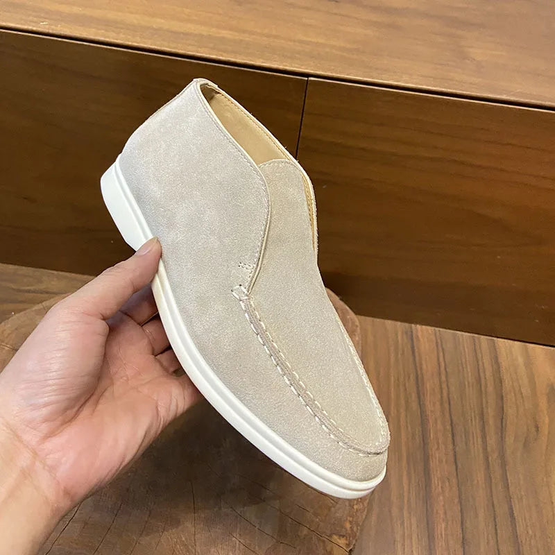 Large Size 44-47 High Top Loafers Shoes for Women, One Foot Retro Flat and Ankle Boots, Couple's Casual Shoes