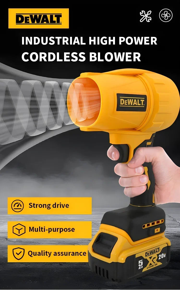 DEWALT Cordless Air Blower Brushless Turbo Fan Violent Fan 800G Thrust Handheld Dust Blowing Tool Rechargeable 20V Battery