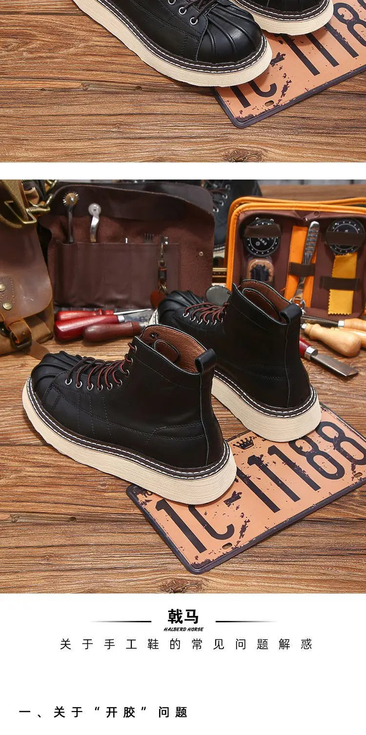 New Fashion Vintage British Men Leather Shoes Casual Round Toe Ankle Boots Spring Autumn Business Dress Chelsea Boots