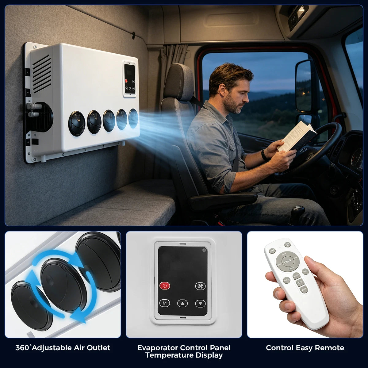 12V 24V Electric Roof Air Conditioning RV Air Conditioning, Parking Air Conditioning Automatic Constant Temperature for Trailers