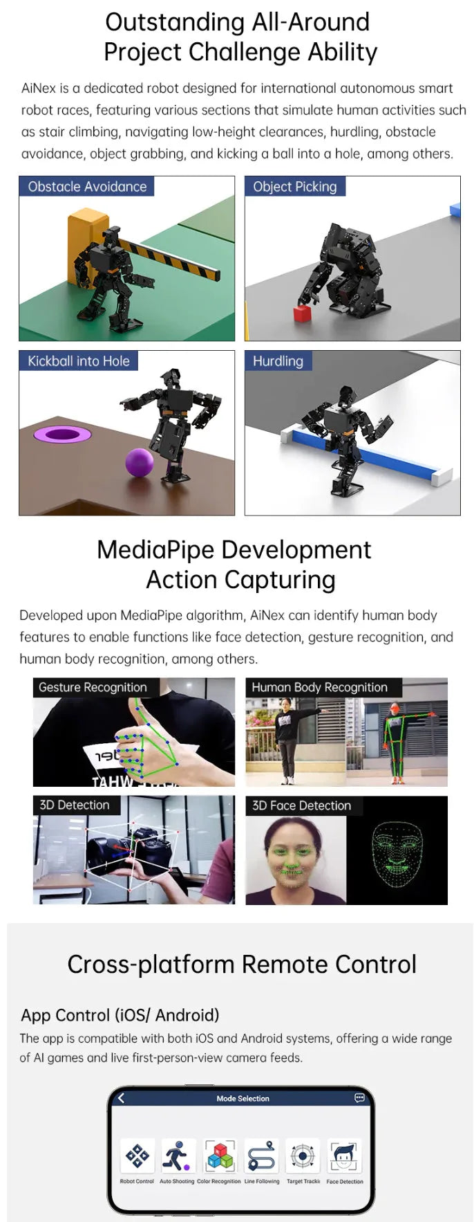 Professional ROS Humanoid Robot for Competition Teaching Kit Based on Raspberry Pi Athletic Robot Kit