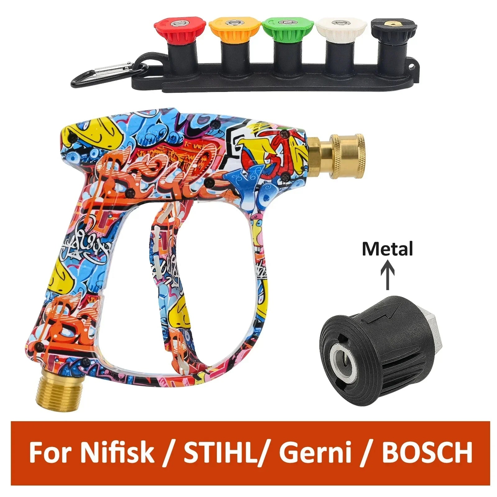 Graffiti Design Foam Cannon Kit - High Pressure Washer Gun for Karcher/Bosch/Nilfisk, Ergonomic Car/RV/Truck Wash Set