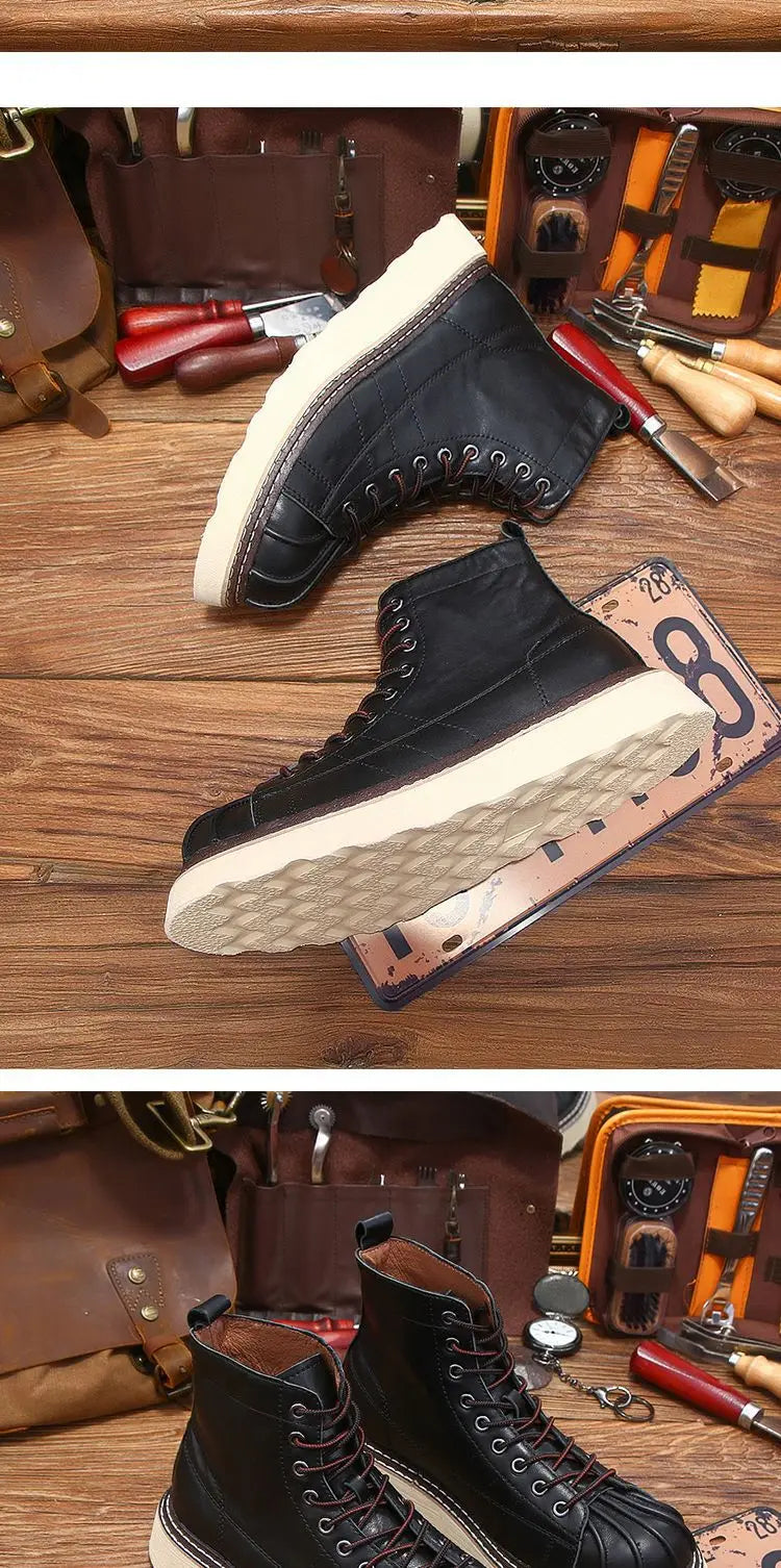New Fashion Vintage British Men Leather Shoes Casual Round Toe Ankle Boots Spring Autumn Business Dress Chelsea Boots