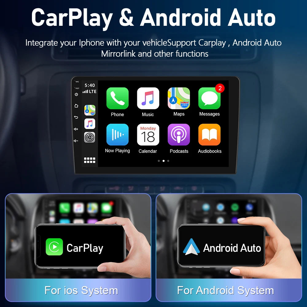 Podofo  6+128G Wireless CarPlay Auto Car Radio for Peugeot 207 CC 207CC 2009-2013 Multimedia Player 2Din Car Stereo GPS 4G Wifi