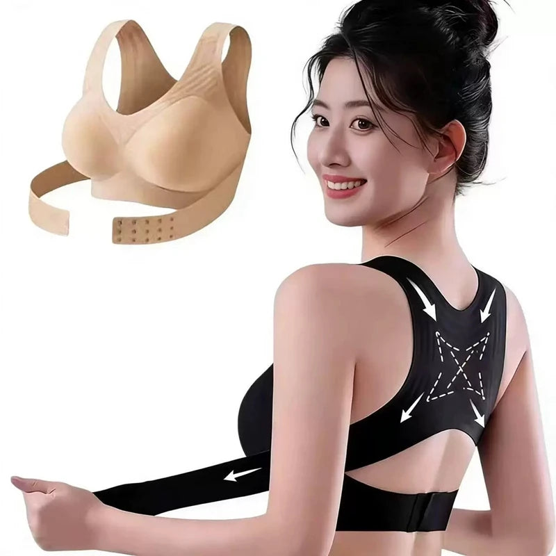 Seamless One-piece Shaping And Posture Correction Women's Underwear Adjustable Push-up Sports Front Button Bra