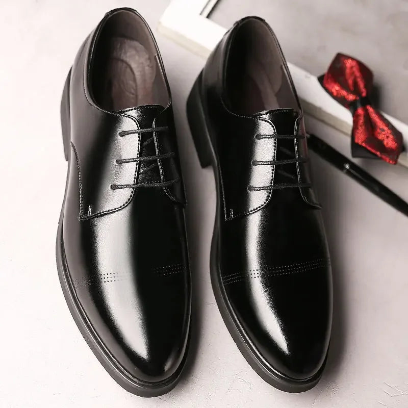 2025 Formal Height Increasing Shoes Man Taller Elevator 6CM Invisible Insole For Men Heighten Increased Oxfords Business Lift