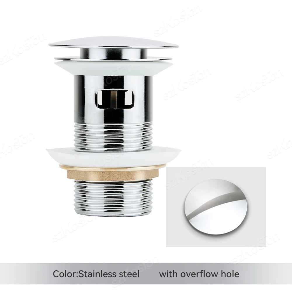 Bathroom Basin Sink Brass Pop Up Drain Waste Stoppers With or Without Overflow Hole Washbasin Bathroom Faucet Accessories