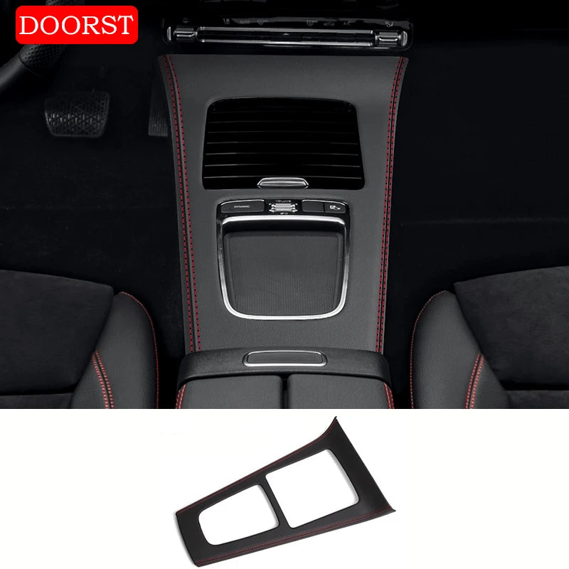 Car Center Console Leather Style Panel Cover Trim Panel Frame Interior Acccessories For Mercedes Benz A CLA Class W177 C118 AMG