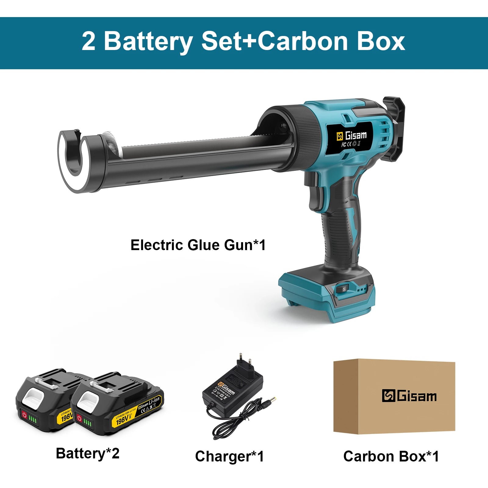 Pistolet à Colle Électrique Sans Fil Gisam, Pistolet à Calfeutrer le Verre Multifonctionnel, Outil Électrique Adhésif pour Batterie Makita 18V à Broche