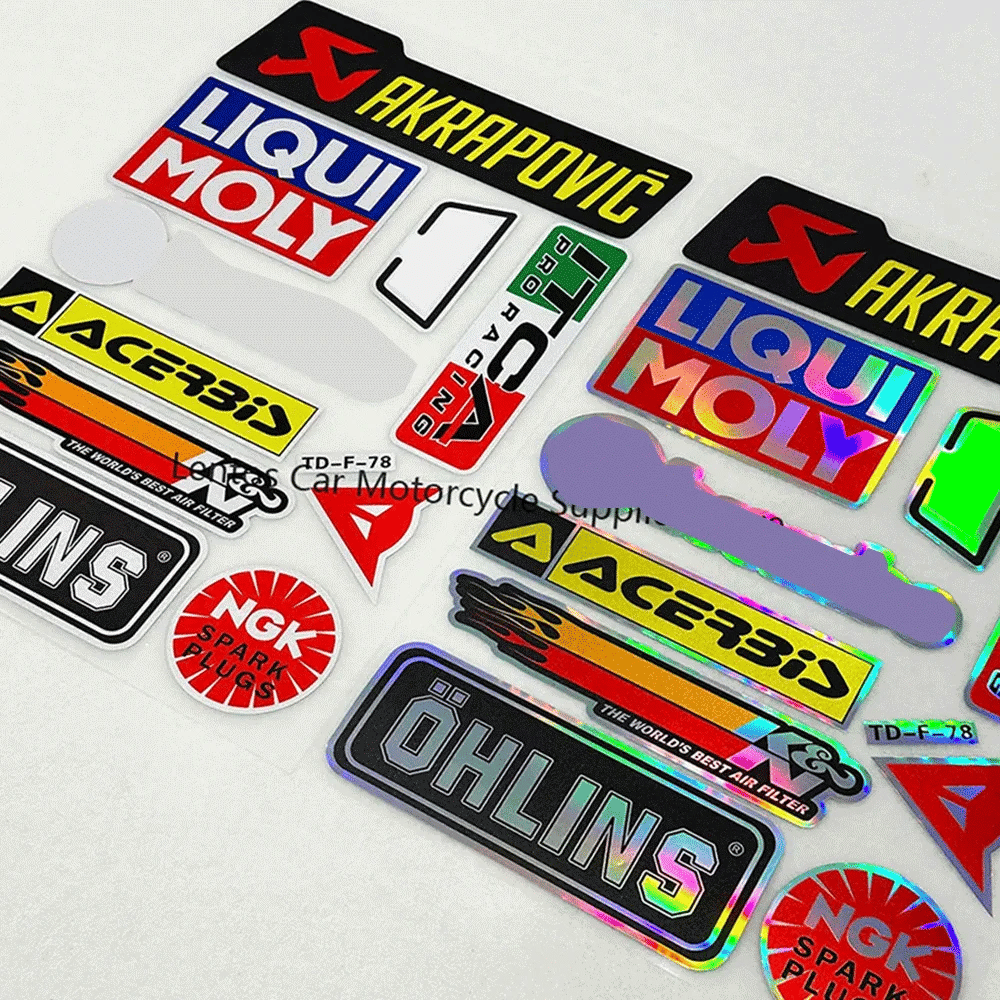 Racing Sponsor Style Decals Kit, Waterproof Reflective Vinyl Stickers for Auto Motorcycle Scooter Helmet Bike DIY Decoration