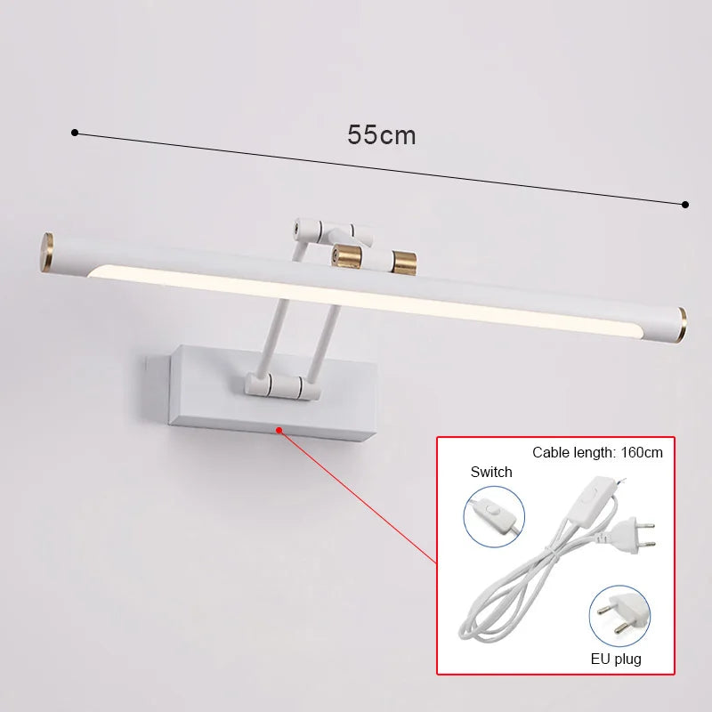 Mirror Light LED Wall Lamp Modern Bathroom Wall Light 43cm 58cm AC85 - 265V Indoor Lighting Bedroom Wall Sconces Light Fixtures