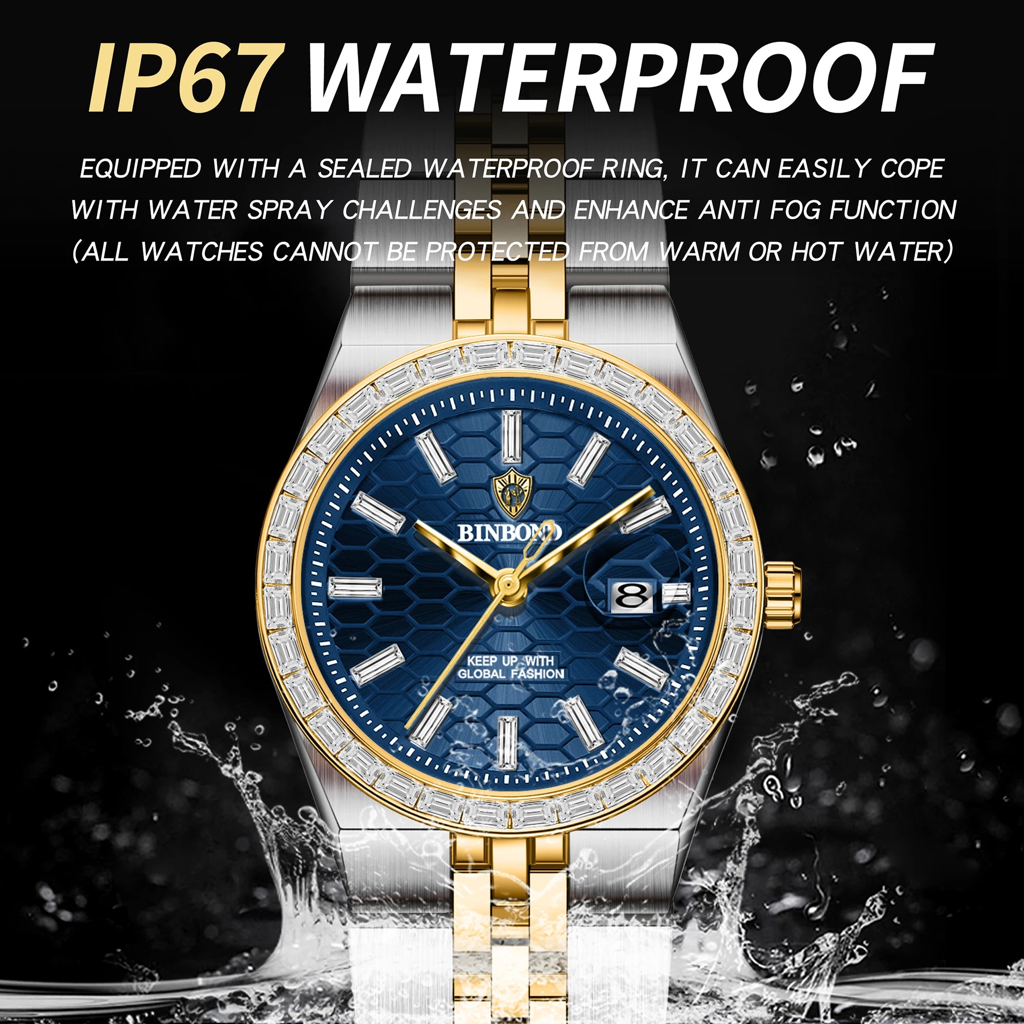 BINBOND Waterproof Sturdy Auto Date Women's Watches Fashion Reloj Ladies Casual Accurate Quartz Wristwatches For Women Luxury