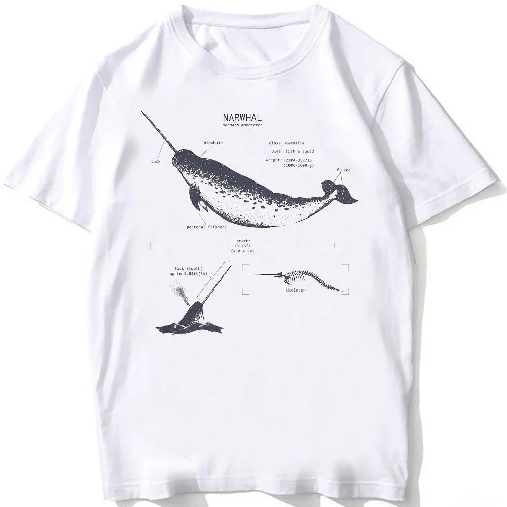 Whale Shark Anatomy Biology T-shirt Unisex Women Hip Hop Casual T Shirts Women Beach Diving White Tshirt Vintage women Tees