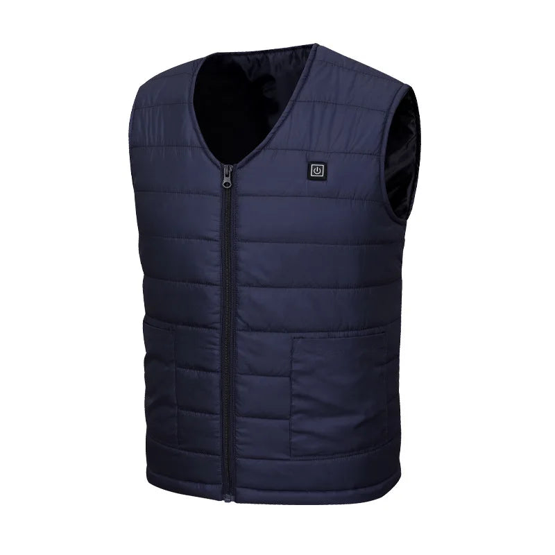 10 Area Electric Heated Vest Unisex V-neck USB Self Heating Jacket for Men Women Outdoor Heated Coat Winter Warm Clothes