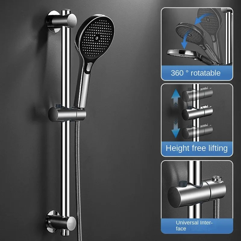 Barre de douche coulissante murale en acier inoxydable noir avec rail réglable pour pommeau de douche à main Accessoires de salle de bain