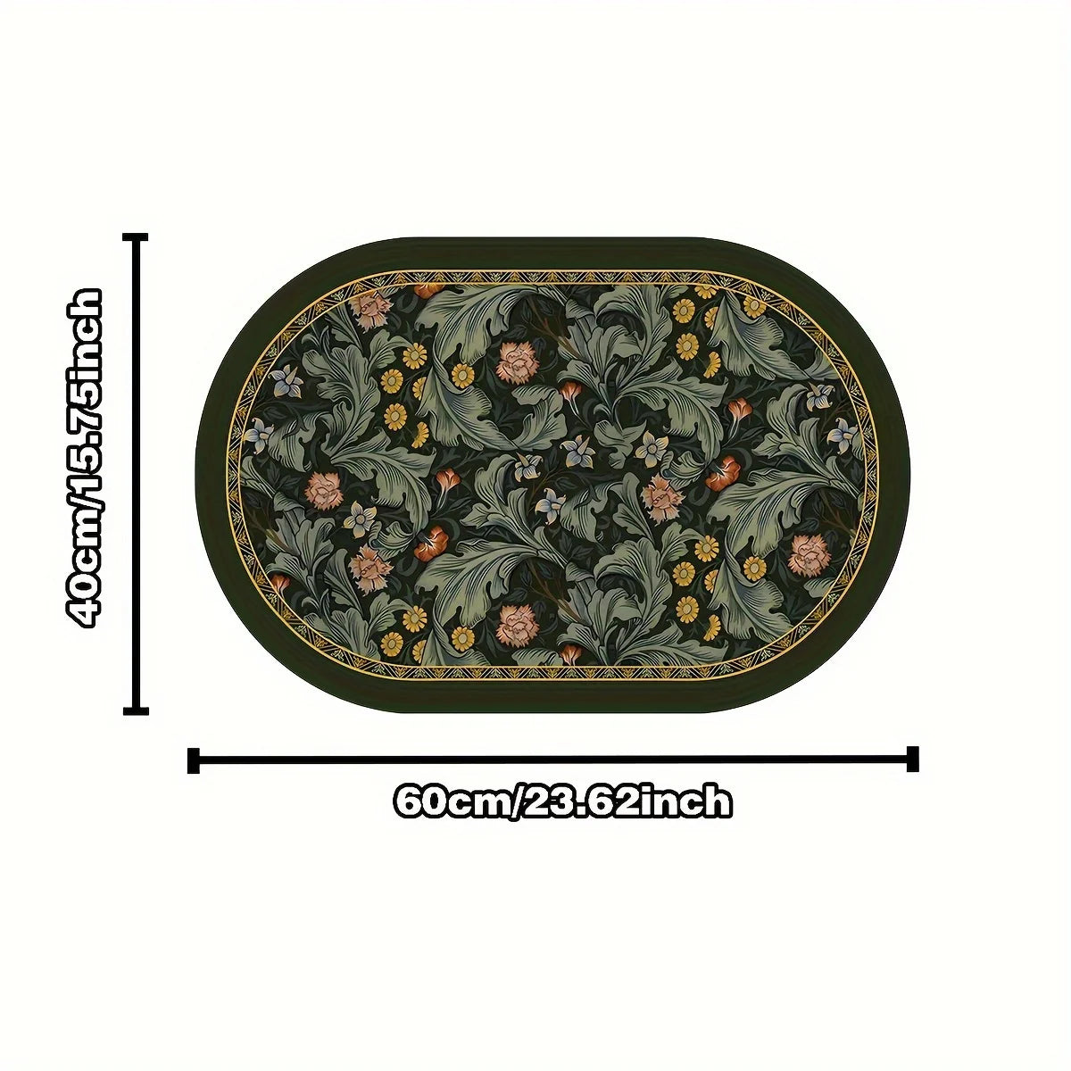 VIKAMA French Retro Printed Bathroom Diatom Mud Carpet Quick Suction Anti Slip Washable Bath Front Handwashing Platform Mat