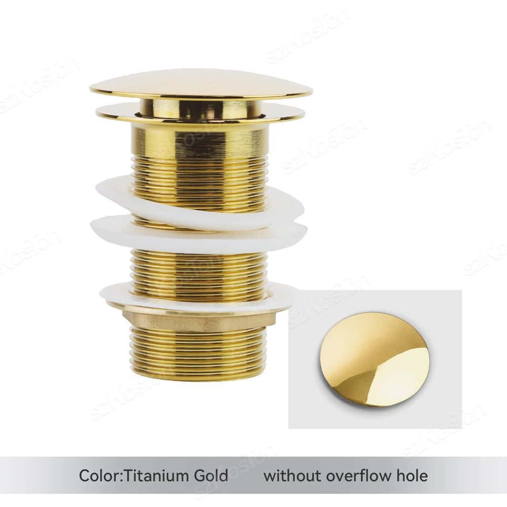 Bathroom Basin Sink Brass Pop Up Drain Waste Stoppers With or Without Overflow Hole Washbasin Bathroom Faucet Accessories
