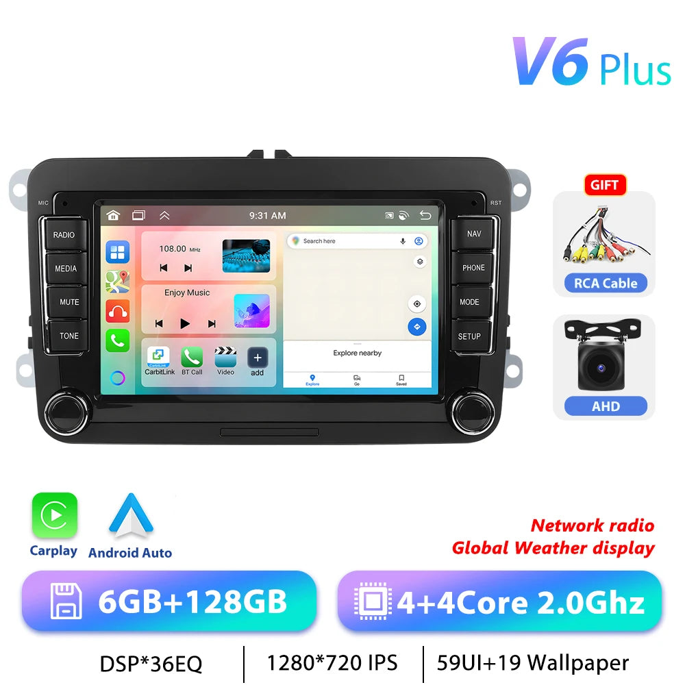 Podofo 7 "9" CarPlay Android Car Radio For Volkswagen VW Golf Passat JETTA Skoda SEAT Car Intelligent System 2din GPS Car Radio
