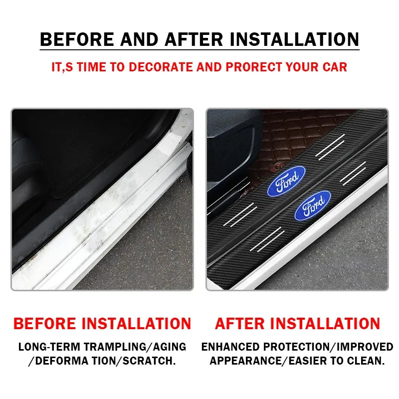 4/1Pc Carbon Fiber Car Door Edge Sill Protector Strip 3D Sticker For Ford Fiesta MK7 Mondeo MK4 ST Focus MK1 MK2 MK3 Focus 2 3 4