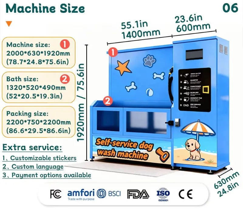 Customized Multi-Function Self Service Dog Wash Machine with Disinfecting Cycle for Pet Shops and Parks