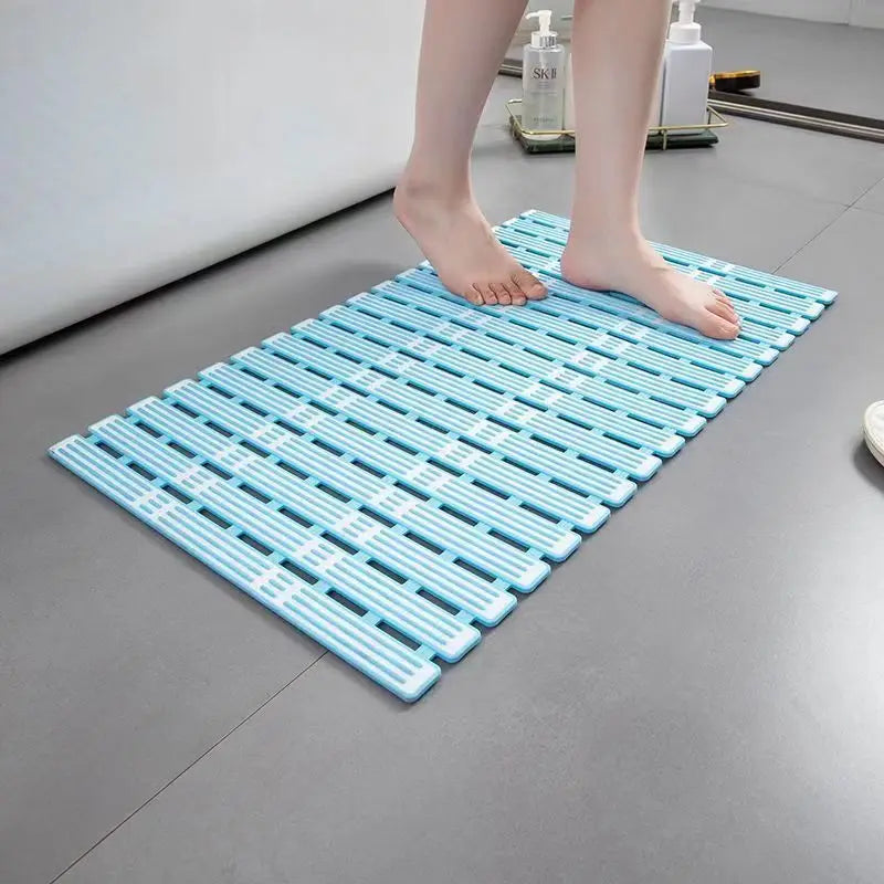 Shower Tub Anti Slip Textured Surface Shower Mat with Drain Hole and Large Suction Cups Quick Dry Bathroom Shower Stall Rug