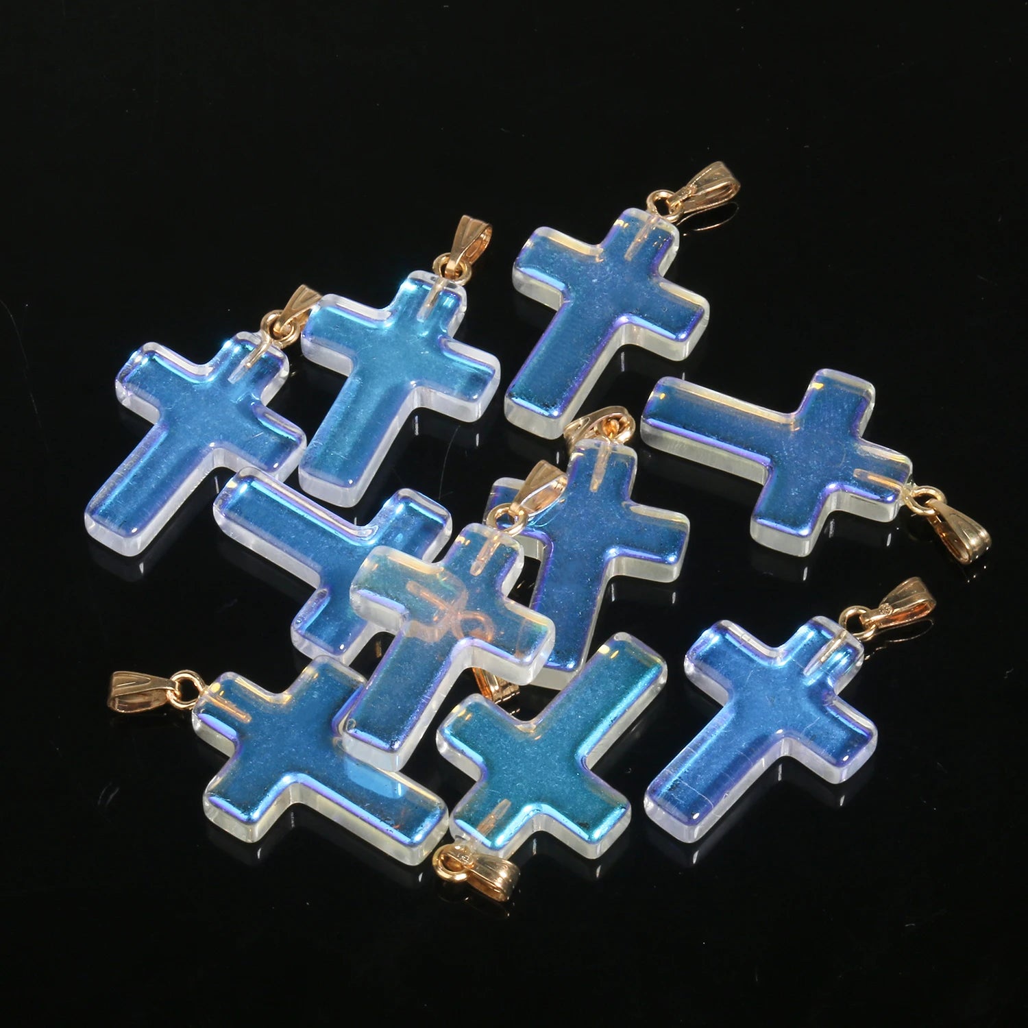 10pcs/lot 18x25mm Cross Lampwork Necklace Bracelet Czech Glass Charms Pendants for Jewelry Making Diy Bracelet Accessories