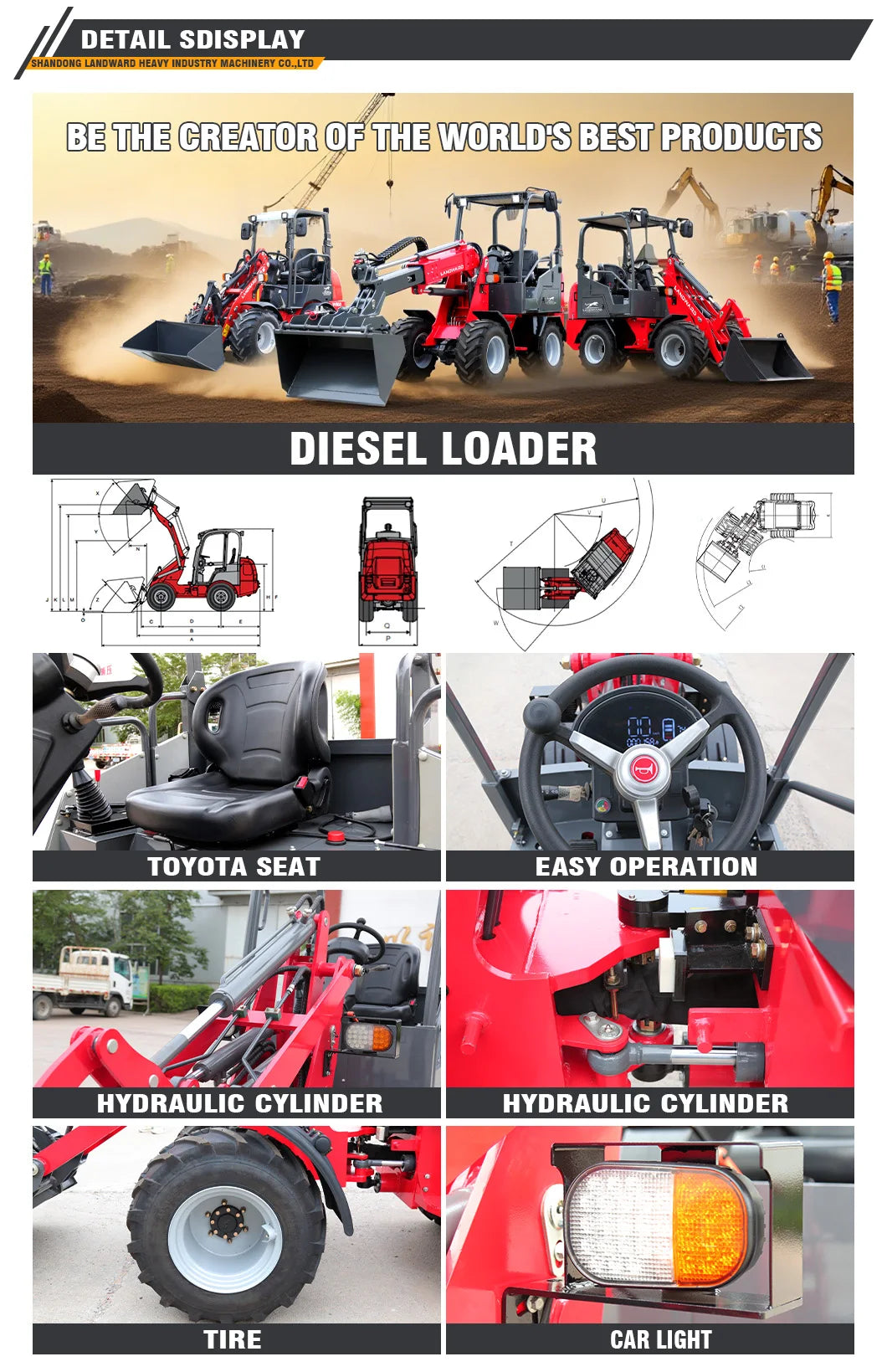 Cheap New design 4x4 mini loader wheel loader mini wheel loader Multifunctional compact Diesel Loader Customizablefor sale