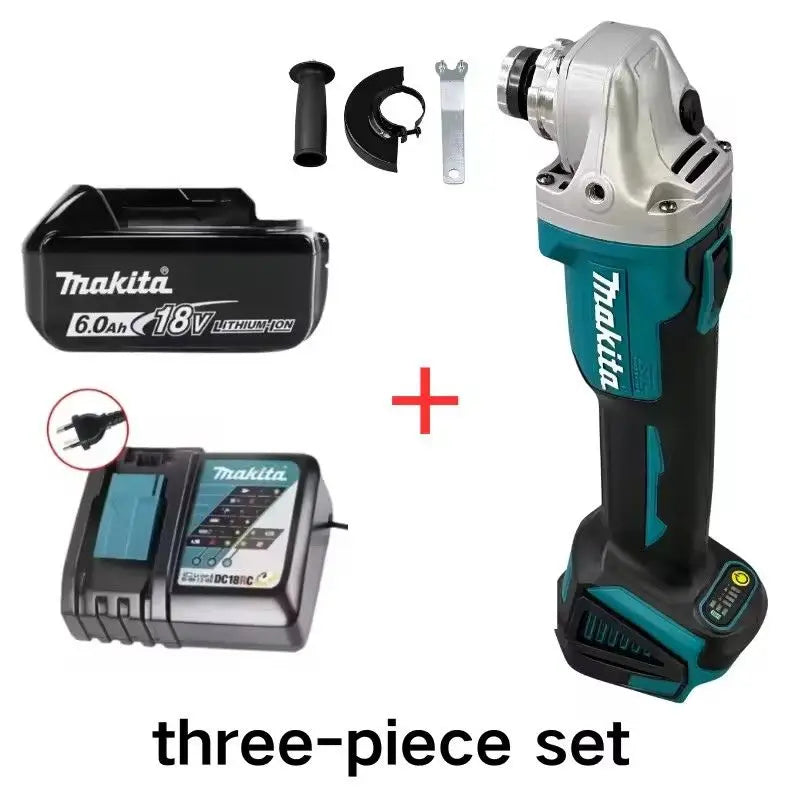 Meuleuse d'angle électrique sans fil Makita DGA404 18V sans balai 125 mm, pour le ponçage, le polissage et la coupe du bois et du métal.