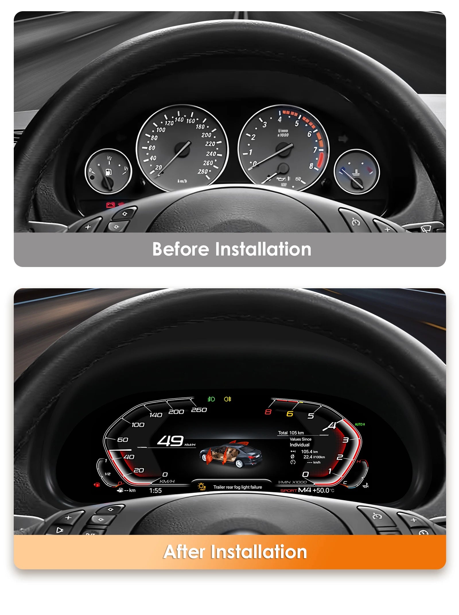 10.25inch Car Digital Dashboard For BMW X5 E53 / 5 Series E39 1999 -2006 Speedometer Dashboard Gauges Dash Panels