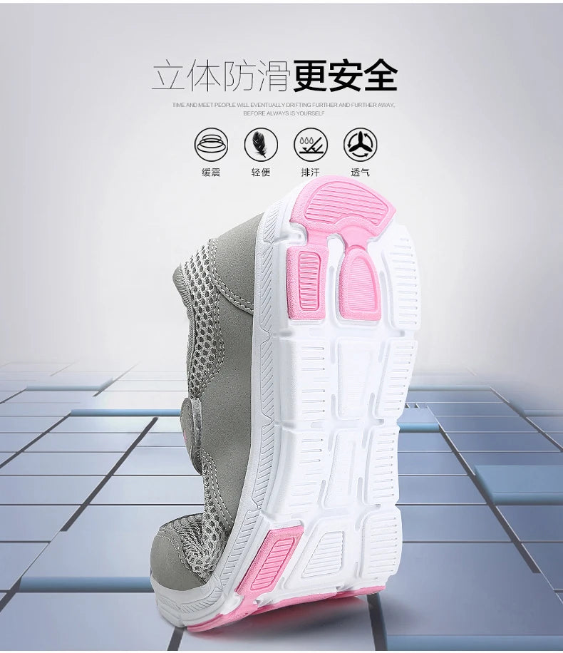 Women's Breathable Walking Shoes Ladies Fashion Mary Jane Sneakers Adjustable Working Nurse Shoes Lightweight Flats Roll