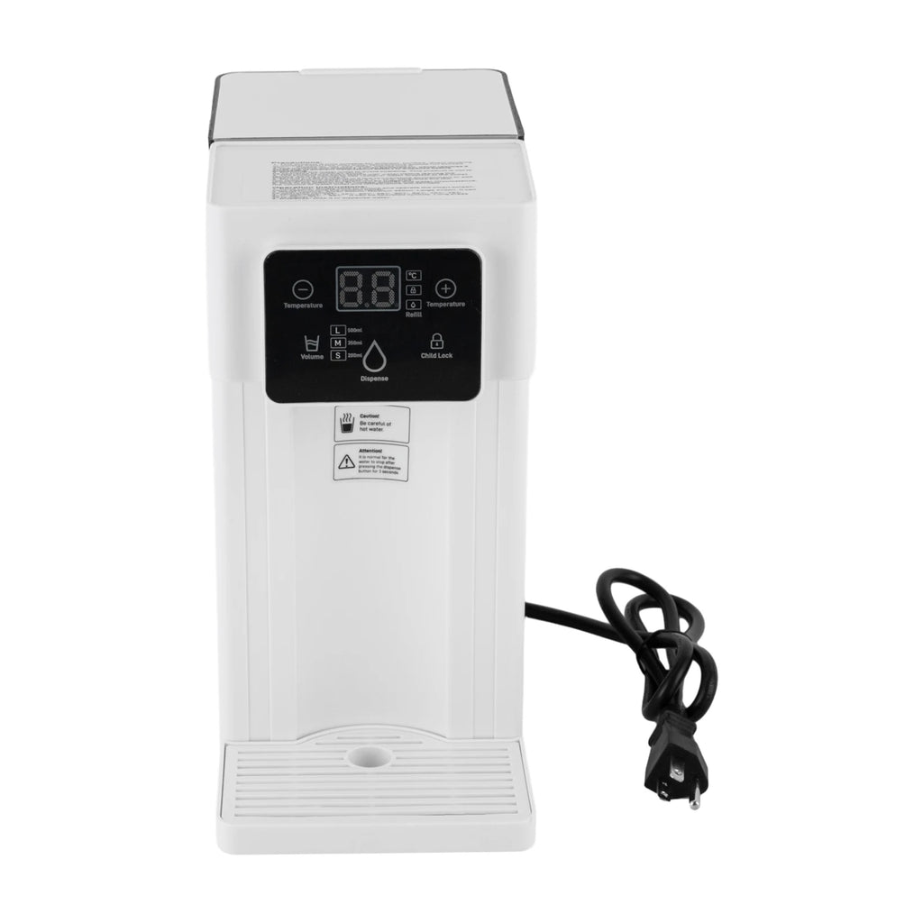Distributeur d'eau chaude instantanée de bureau rectangulaire ABS PS 444 Acier inoxydable Silicone 110V Prise US 1500W Capacité 3L Sortie d'eau quantitative 200ml 350ml 500ml Faible bruit Cordon d'alimentation 1m Distributeur d'eau électrique de comptoir
