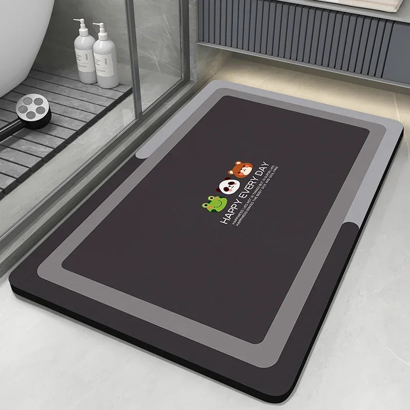 VIKAMA Premium Diatomaceous Earth Bathroom Mat Absorbent Quick-Dry Foot Mat Bathroom Shower Area Anti-Slip Rug Home Decor