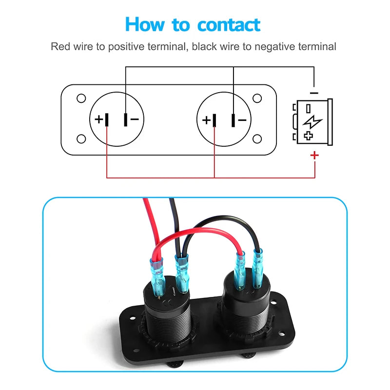 Prise USB 12 V Panneau marin PD Type C QC3.0 Ports USB Chargeur de voiture avec voltmètre LED Interrupteur d'alimentation Prise allume-cigare