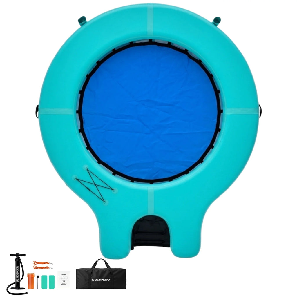 Inflatable Floating Dock, Portable Inflatable Platform With Cupholder, Repair Kit & Carry Bag, Heavy Duty Pool Float Raft for Swimming, Lake, Pool, Beach