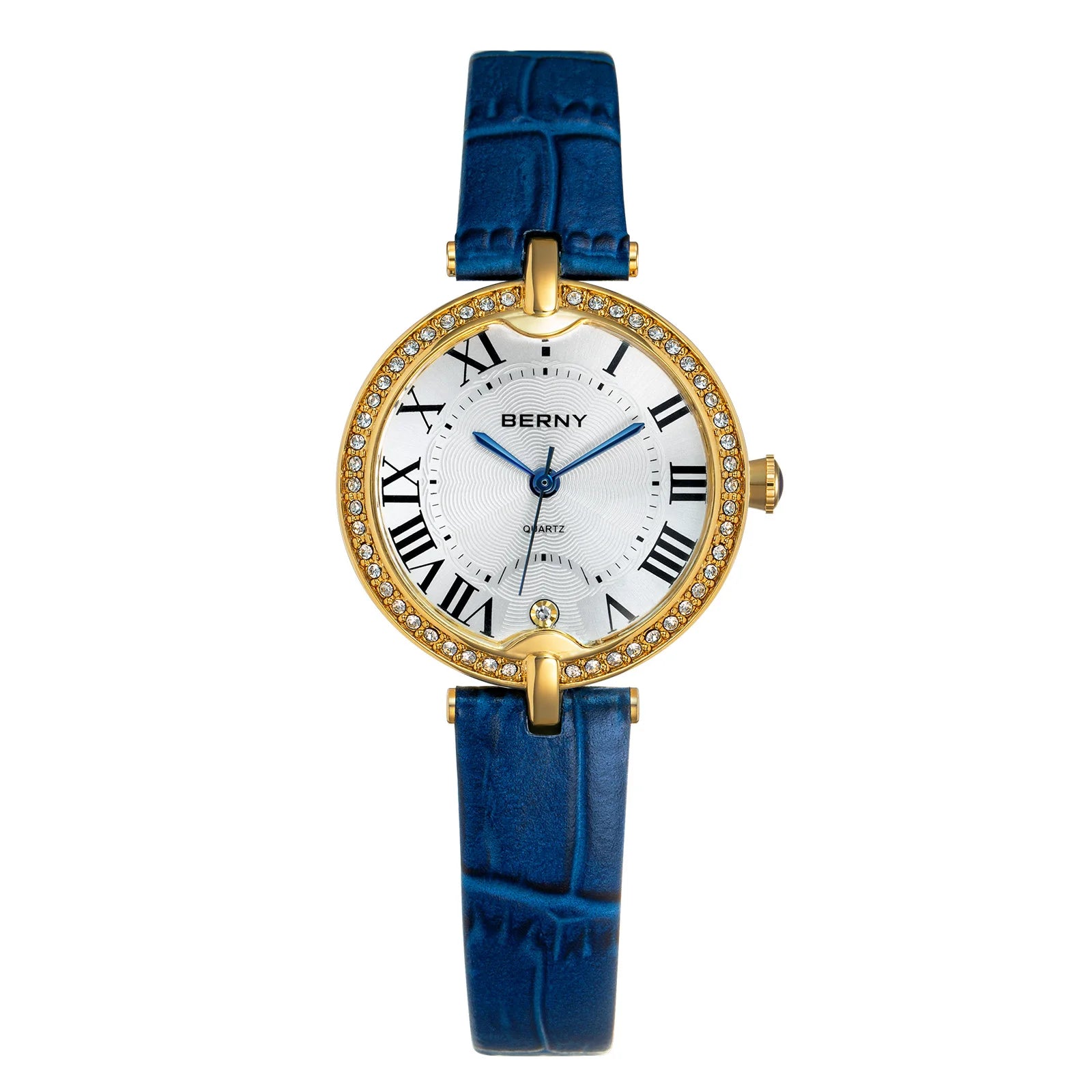 BERNY Women's Watches Luxury Slim Elegant Ladies Dress Quartz Watch Fashion Stones Domed Glass Girls Business Daily Wristwatch