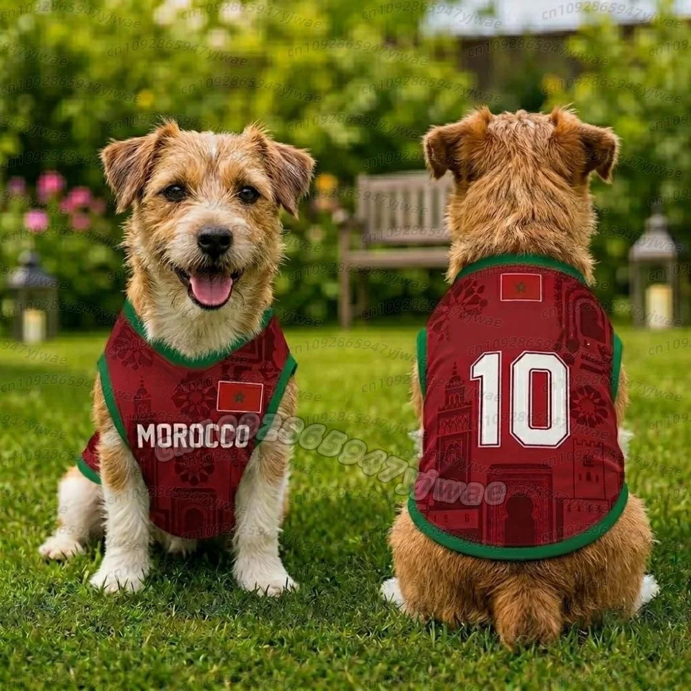 MOROCCO no.10 Mesh Dog cat Clothes Schnauzer Teddy Sport Large Dog Jersey football Clothing Puppy vest  Pet Cat sleeveless tee